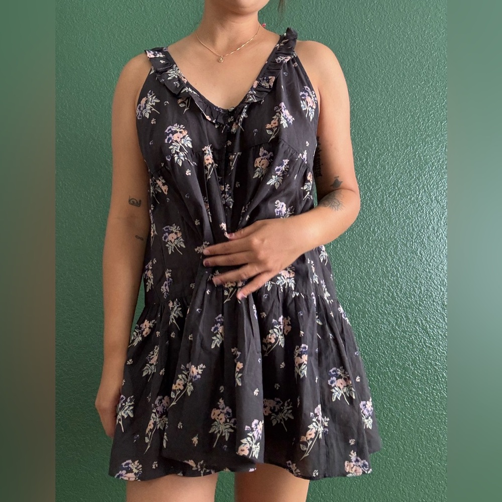 Anthropologie Floral Black Dress NWT